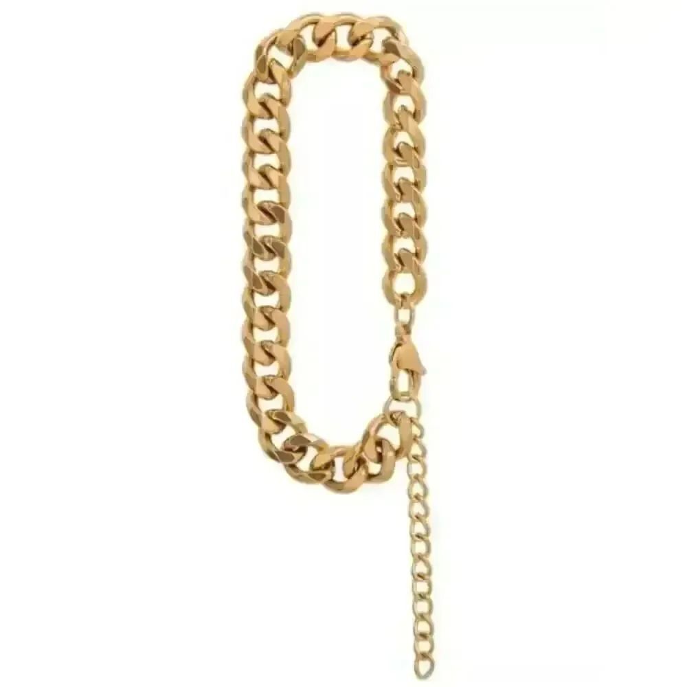 New 7” the Jewelry Shoppe 18K Gold Plated Stainless Steel Curb Chain Bracelet